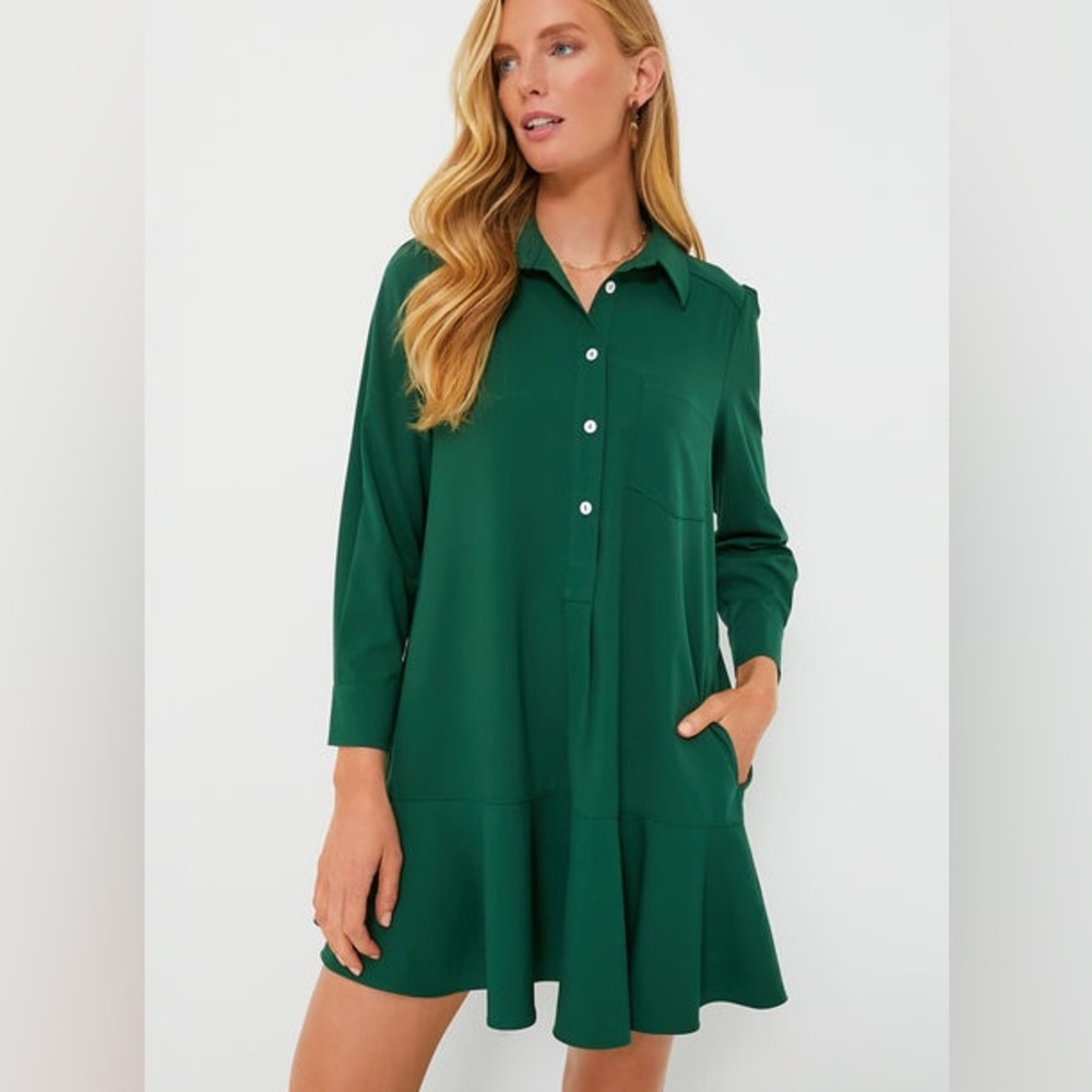 Tuckernuck Hunter Green Crepe Callahan Dress - Picture 6 of 15